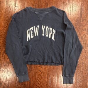 Navy Blue Women's New York Ling sleeve top
